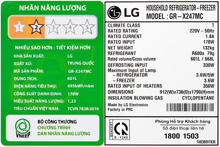 Tủ lạnh LG Inverter 601 lít Side By Side InstaView Door-in-Door GR-X247MC Màu Đen