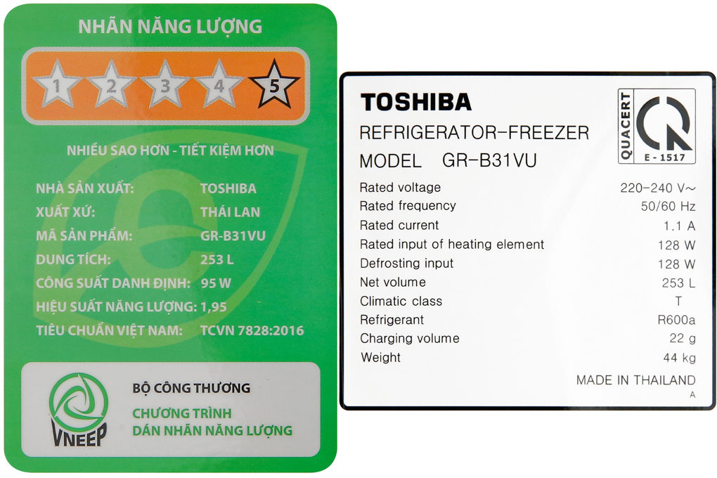 Tủ lạnh Toshiba Inverter 253 lít GR-B31VU UKG - 20