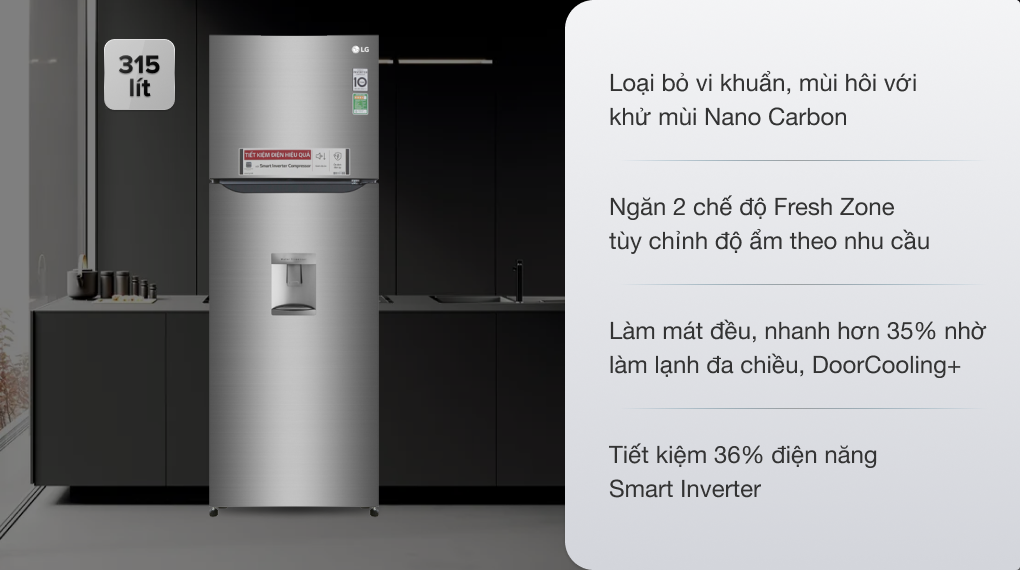 Tủ lạnh LG Inverter 315 lít GN-D315S