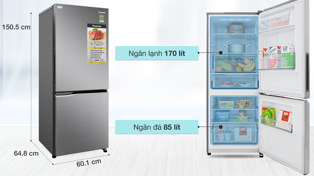 Tủ lạnh Panasonic Inverter 255 lít NR-BV280QSVN - Dung tích 255 lít