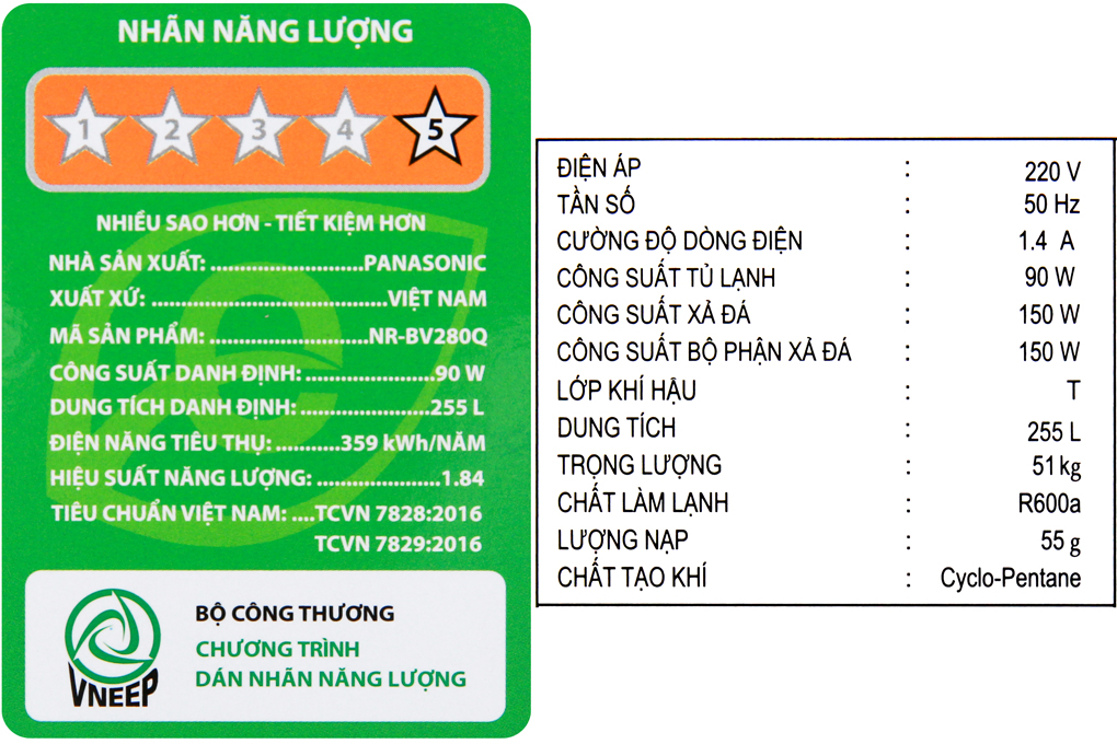 Siêu thị tủ lạnh Panasonic Inverter 255 lít NR-BV280QSVN