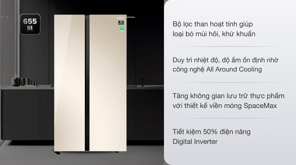 Tủ lạnh Samsung Inverter 655 lít RS62R50014G/SV