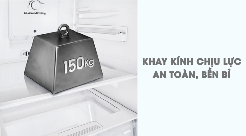 Khay chứa làm từ kính chịu lực tốt - Tủ lạnh Samsung Inverter 307 lít RB30N4170DX/SV