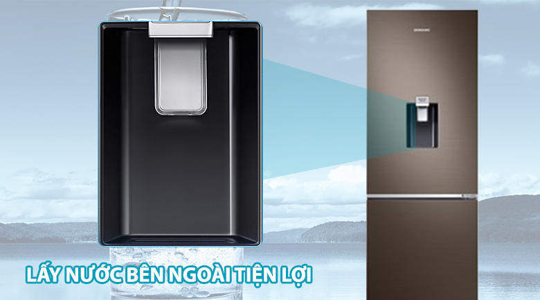Làm đá tự động và lấy nước bên ngoài tiện lợi, tiết kiệm - Tủ lạnh Samsung Inverter 307 lít RB30N4170DX/SV