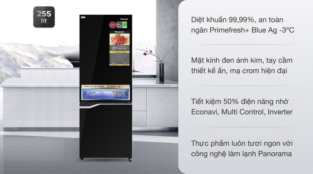 Tủ lạnh Panasonic Inverter 255 lít NR-BV280GKVN