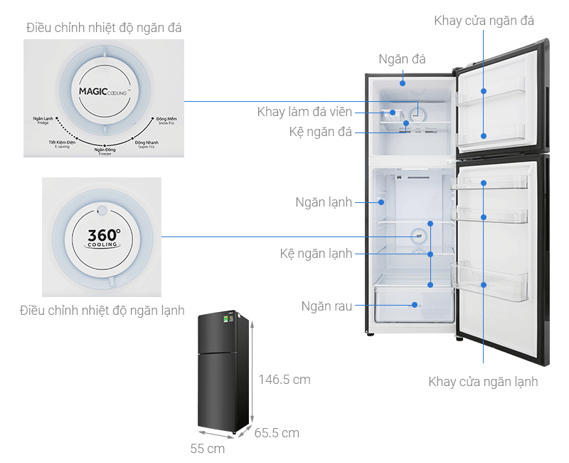 Tủ lạnh Aqua Inverter 235 lít AQR-T249MA PB