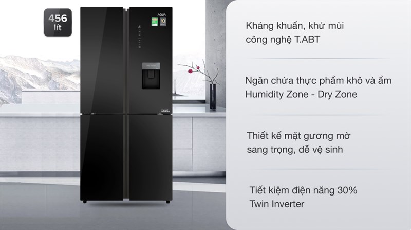 Tủ lạnh Aqua Inverter 456 lít Multi Door AQR-IGW525EM GB - 11