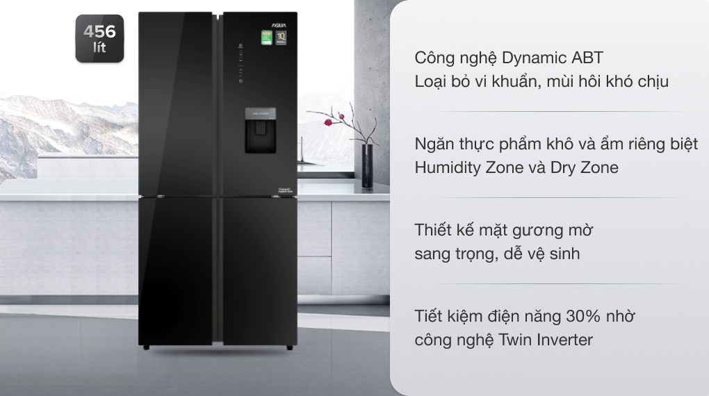 Tủ lạnh Aqua Inverter 456 lít Multi Door AQR-IGW525EM GB - 24