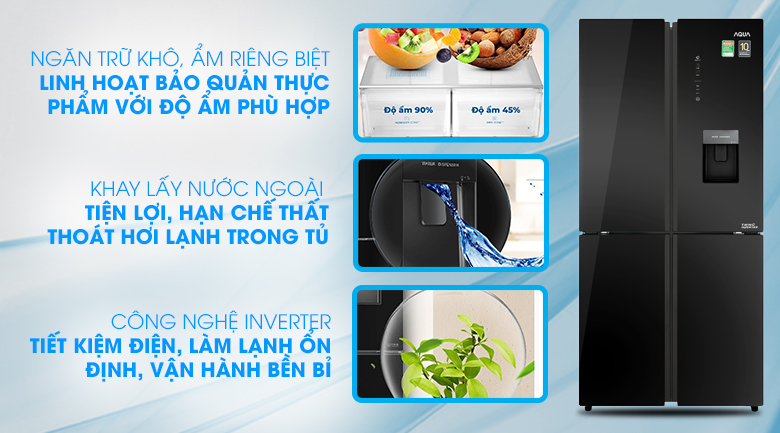 Tủ lạnh Aqua Inverter 456 lít Multi Door AQR-IGW525EM GB - 12