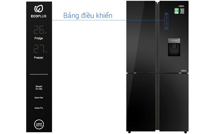 Tủ lạnh Aqua Inverter 456 lít Multi Door AQR-IGW525EM GB Màu Đen