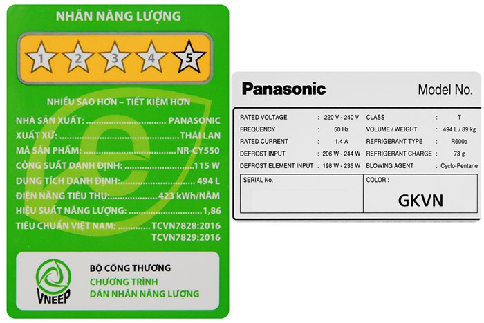 Tủ lạnh Panasonic Inverter 494 lít NR-CY550GKVN Màu Đen