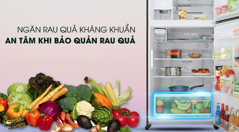 Tủ lạnh Toshiba Inverter 555 lít GR-AG58VA GG - kéo dài thời gian bảo quản thực phẩm nhờ ngăn rau quả kháng khuẩn