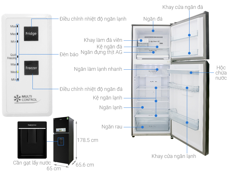 Tủ lạnh Panasonic Inverter 366 lít NR-BL381WKVN