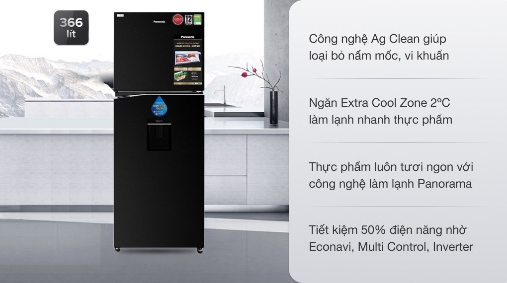 Tủ lạnh Panasonic Inverter 366 lít NR-BL381WKVN