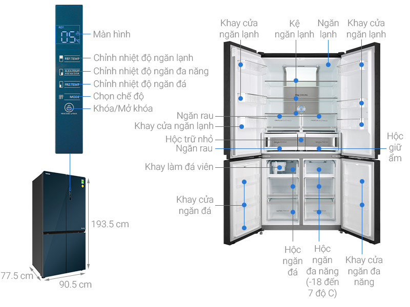 Thông số kỹ thuật Tủ lạnh Toshiba Inverter 622 lít GR-RF690WE-PGV(24)