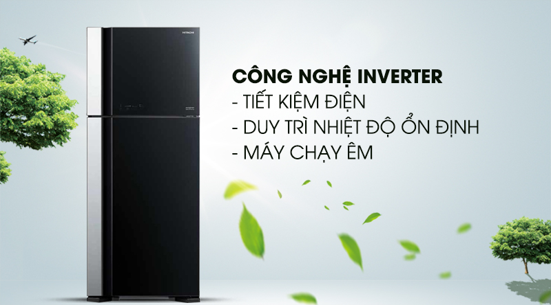 Tủ lạnh Hitachi Inverter 450 lít R-FG560PGV7 GBK-Tiết kiệm điện hiệu quả với công nghệ Inverter