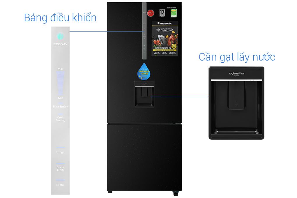 Tủ lạnh Panasonic Inverter 410 lít NR-BX460WKVN Màu Đen