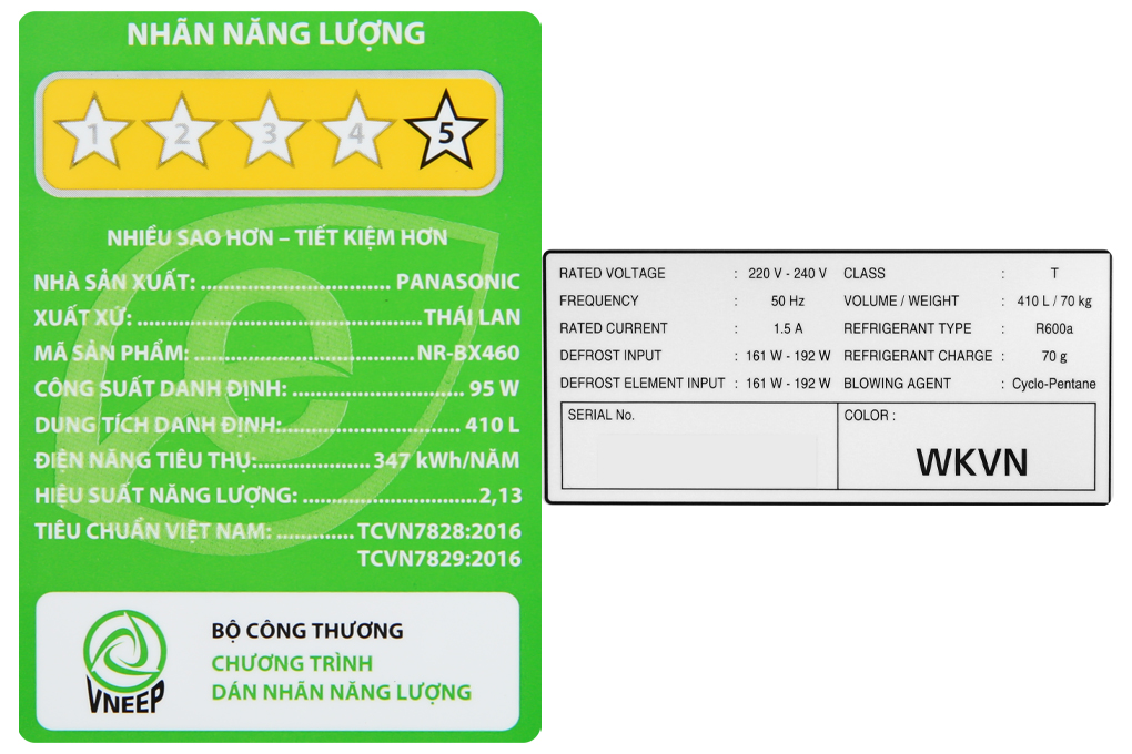 Tủ lạnh Panasonic Inverter 410 lít NR-BX460WKVN Màu Đen