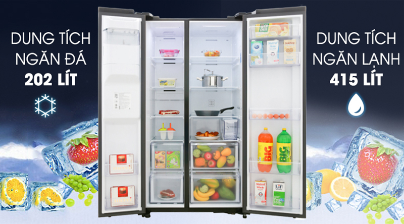 Tủ lạnh Samsung Inverter 617 lít RS64R5301B4/SV-Dung tích 617 lít, phù hợp gia đình trên 4 người