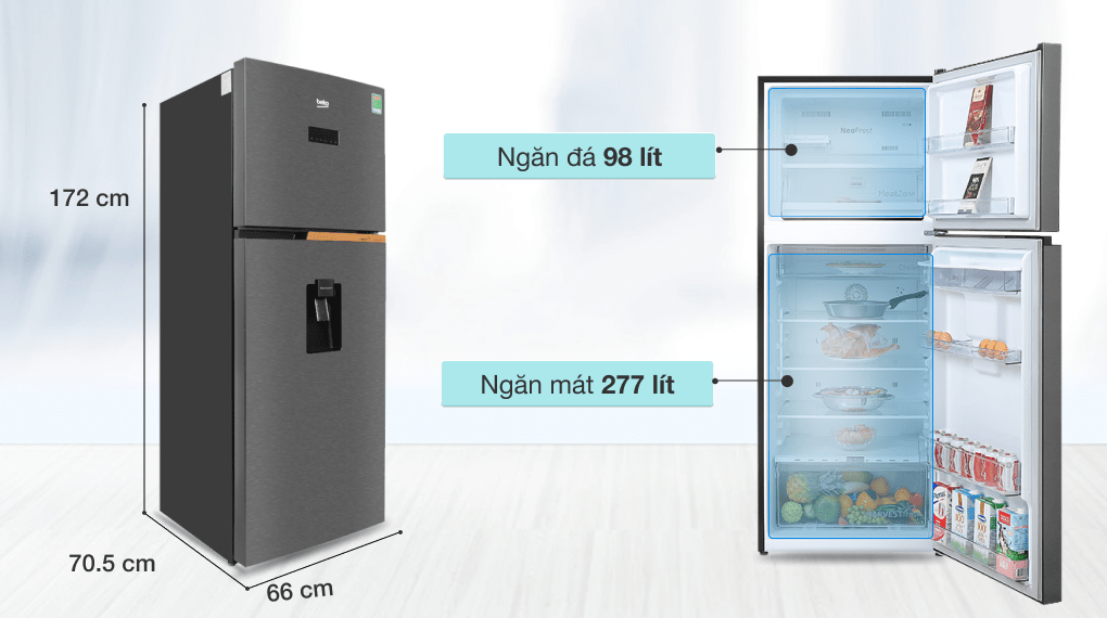 Tủ lạnh Beko Inverter 375 lít RDNT401E50VZDK
