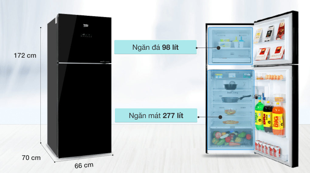 Tủ lạnh Beko Inverter 375 lít RDNT401E50VZGB