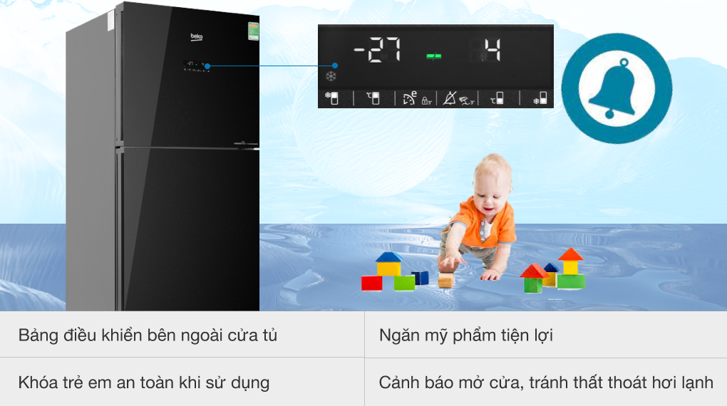 Tủ lạnh Beko Inverter 375 lít RDNT401E50VZGB