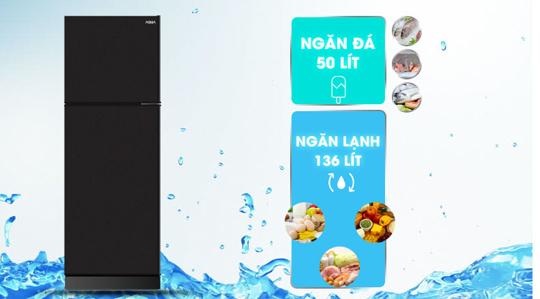 Dung tích - Tủ lạnh Aqua Inverter 186 lít AQR-T219FA