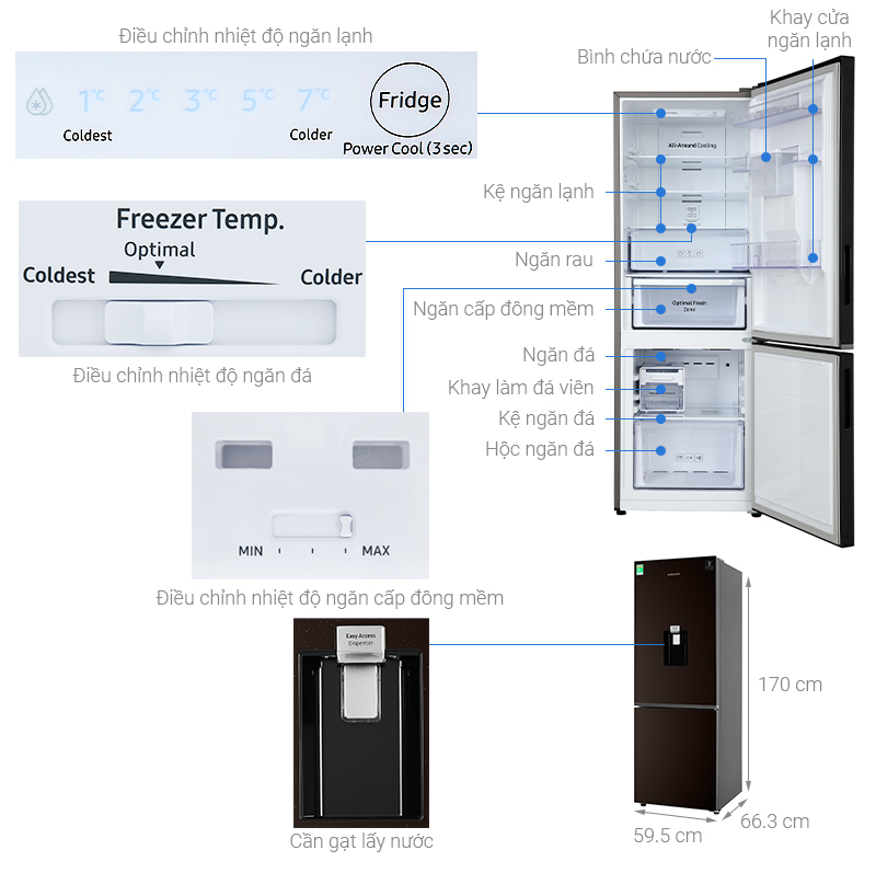 Thông số kỹ thuật Tủ lạnh Samsung Inverter 307 lít RB30N4170BY/SV