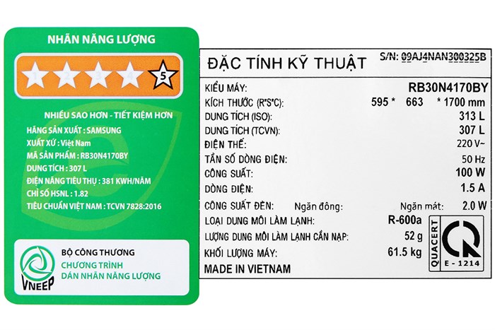 Tủ lạnh Samsung Inverter 307 lít RB30N4170BY/SV Màu Nâu