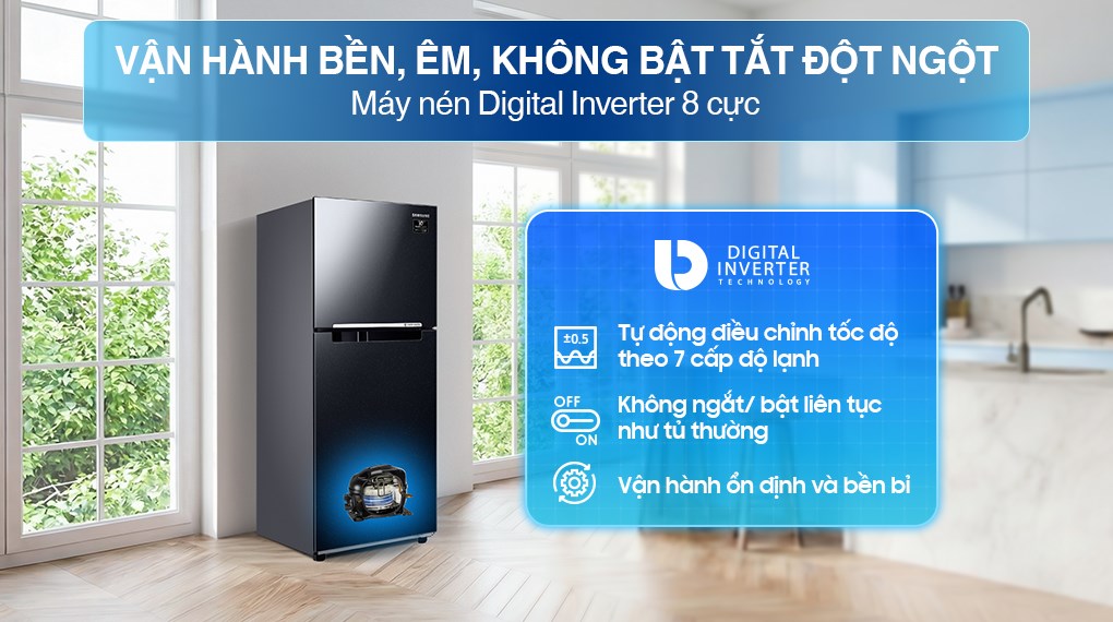 Tủ lạnh Samsung Inverter 208 lít RT20HAR8DBU/SV