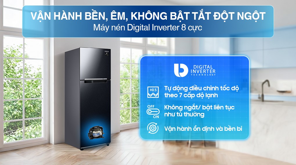 Tủ lạnh Samsung Inverter 256 lít RT25M4032BU/SV