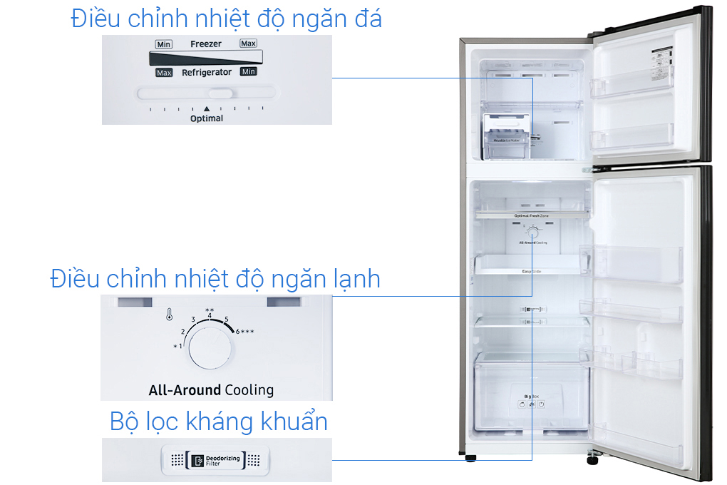 Tủ lạnh Samsung Inverter 256 lít RT25M4032BU/SV Màu Đen