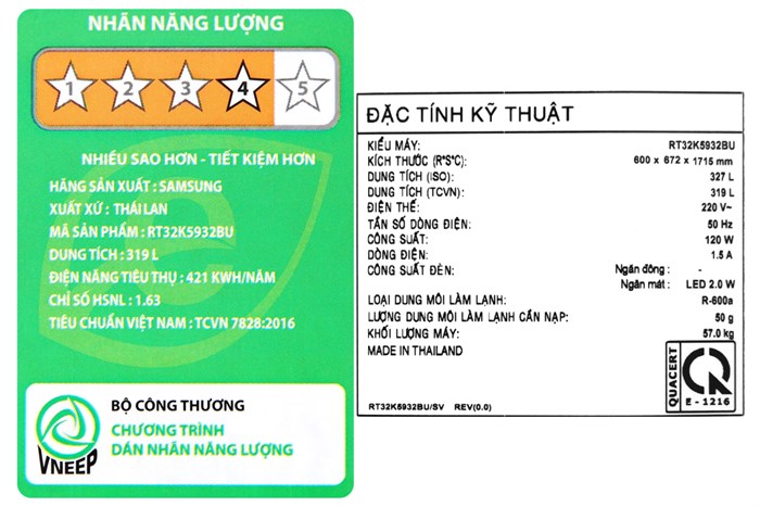 Tủ lạnh Samsung Inverter 319 lít RT32K5932BU/SV Màu Đen