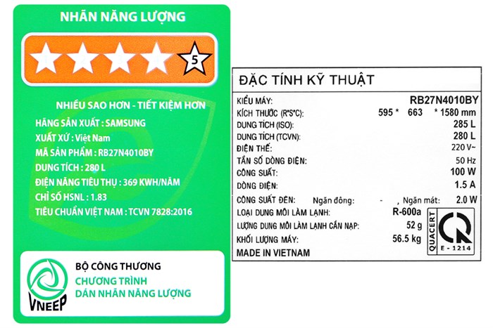 Tủ lạnh Samsung Inverter 280 lít RB27N4010BY/SV Màu Nâu