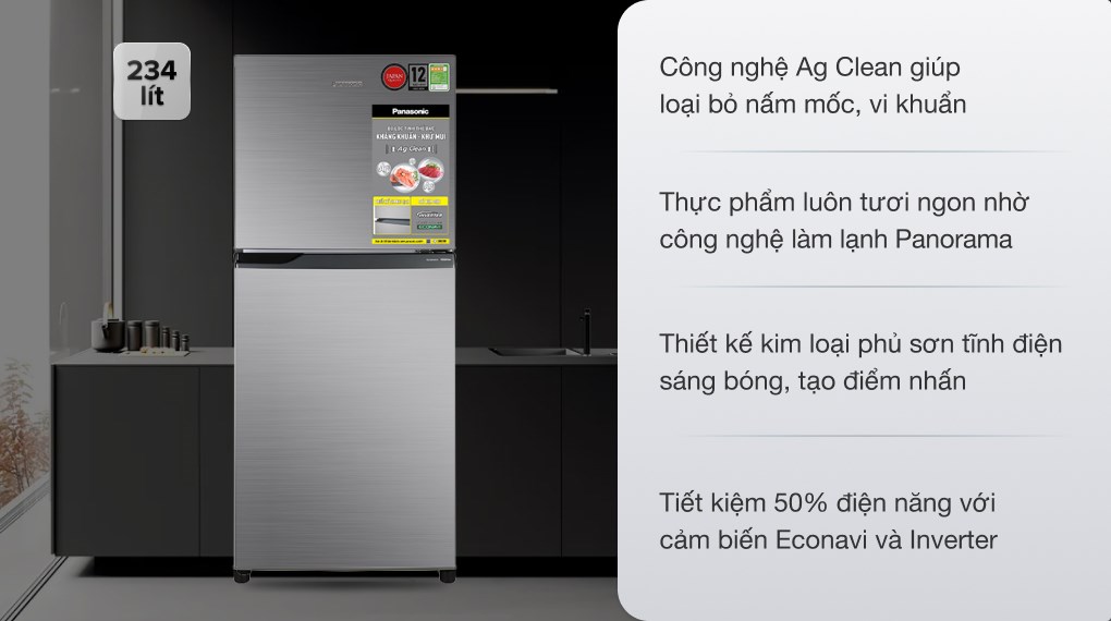 Tủ lạnh Panasonic Inverter 234 lít NR-BL26AVPVN