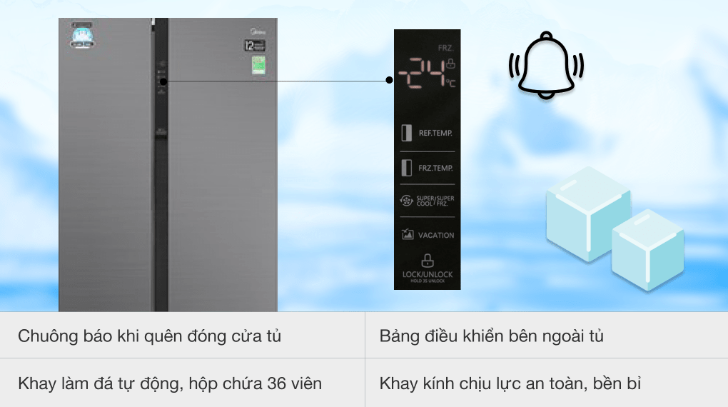 Tủ lạnh Midea Inverter 605 lít Side By Side MD-RS832WEPMV(28)