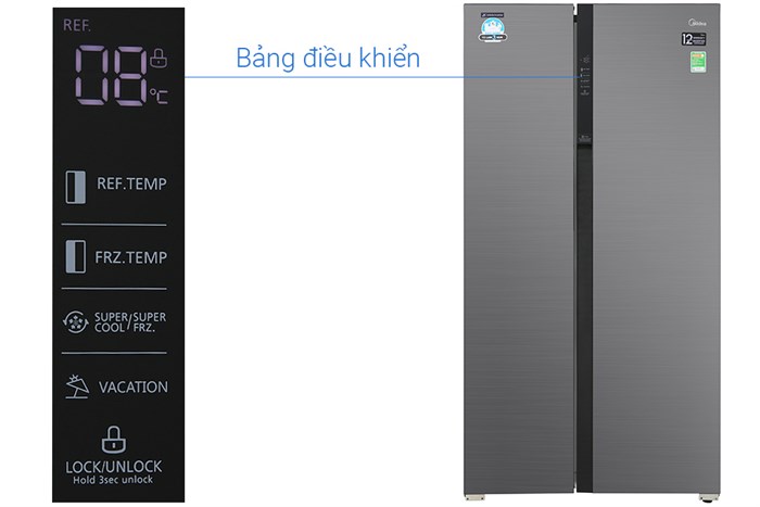 Tủ lạnh Midea Inverter 605 lít Side By Side MD-RS832WEPMV(28) Màu Đen