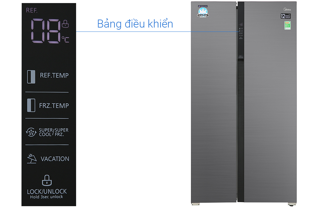 Tủ lạnh Midea Inverter 605 lít Side By Side MD-RS832WEPMV(28) Màu Đen