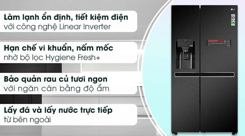 Giới thiệu các dòng tủ lạnh LG 2021 > Tủ lạnh LG Inverter 601 lít GR-D247MC