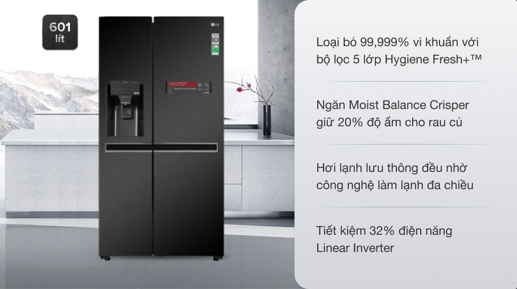 Tủ lạnh LG Inverter 601 lít Side By Side GR-D247MC