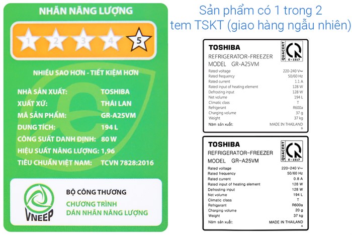 Tủ lạnh Toshiba Inverter 194 lít GR-A25VM(UKG1) Màu Đen