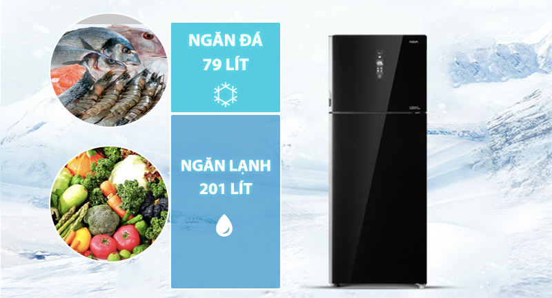 Tủ lạnh Aqua Inverter 312 lít AQR-T359MA(GB)-Dung tích 312 lít, phù hợp cho gia đình 3 - 4 người