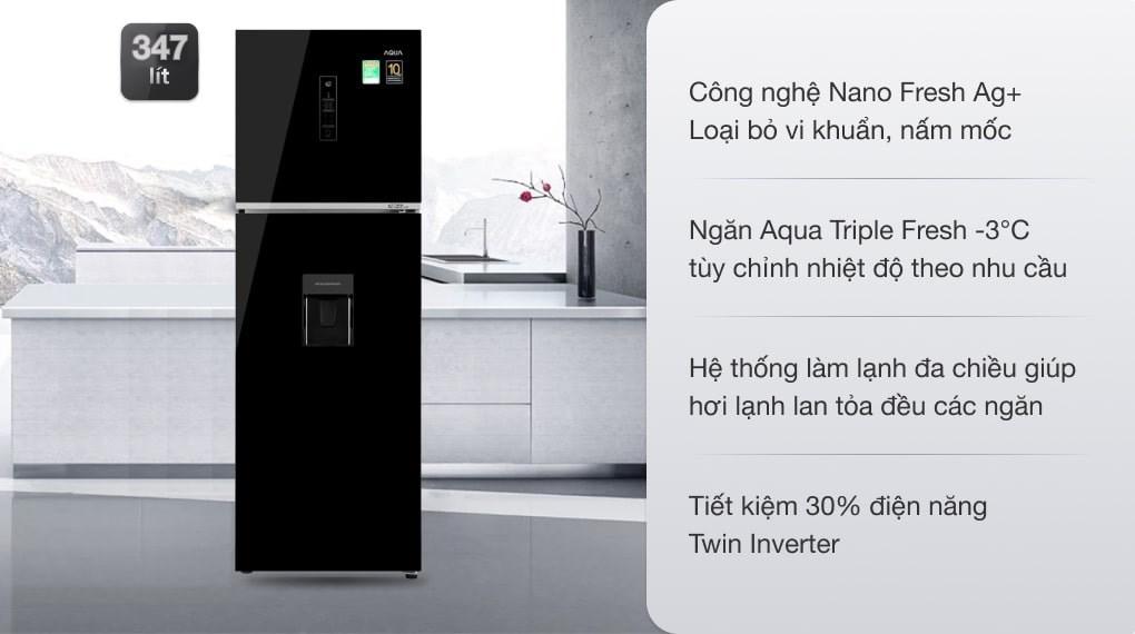 Tủ lạnh Aqua Inverter 347 lít AQR-T389FA(WGB)