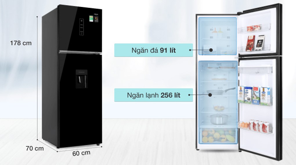 Tủ lạnh Aqua Inverter 347 lít AQR-T389FA(WGB)