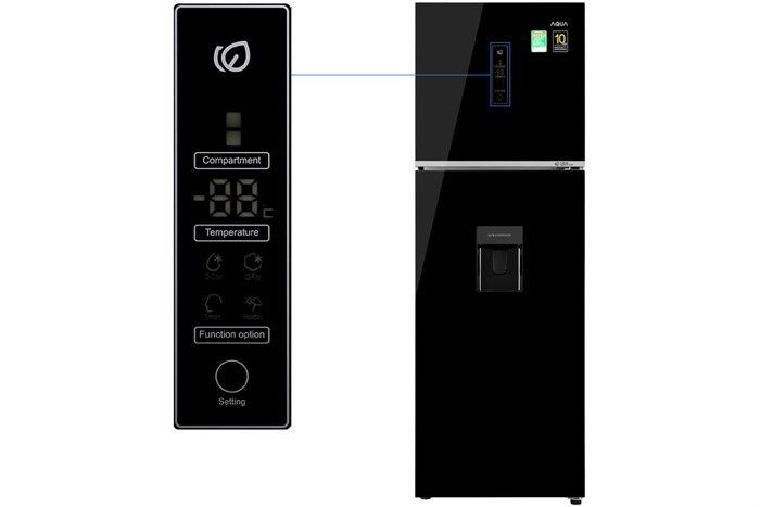 Tủ lạnh Aqua Inverter 347 lít AQR-T389FA(WGB) Màu Đen