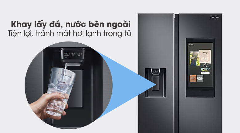 Tủ lạnh Samsung RS64T5F04B4/SV giúp người dùng dễ dàng lấy nước và đá