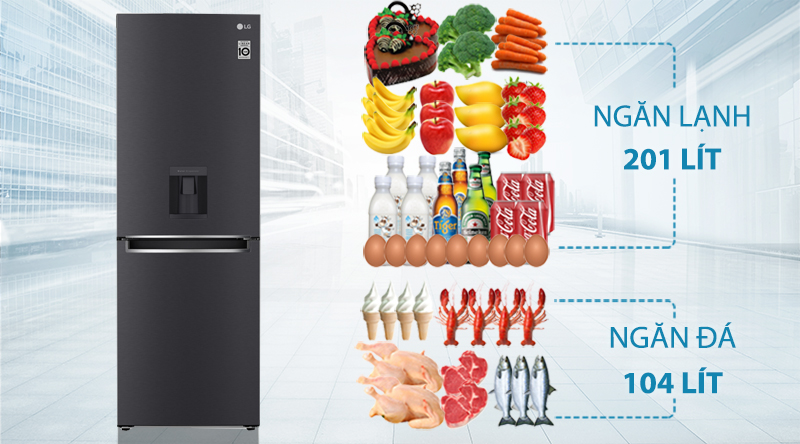 Tủ lạnh LG Inverter 305 lít GR-D305MC-Dung tích 305 lít, phù hợp cho những gia đình có từ 3 - 4 thành viên