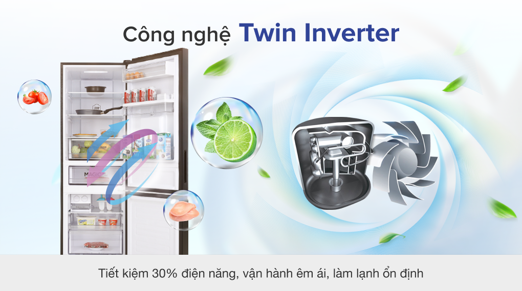 Tủ lạnh Aqua Inverter 324 lít AQR-B379MA(WGB)