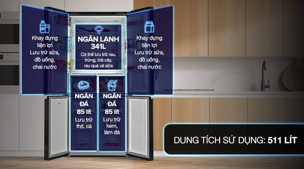 Tủ lạnh Toshiba Inverter 511 lít Multi Door GR-RF610WE-PGV(22)-XK