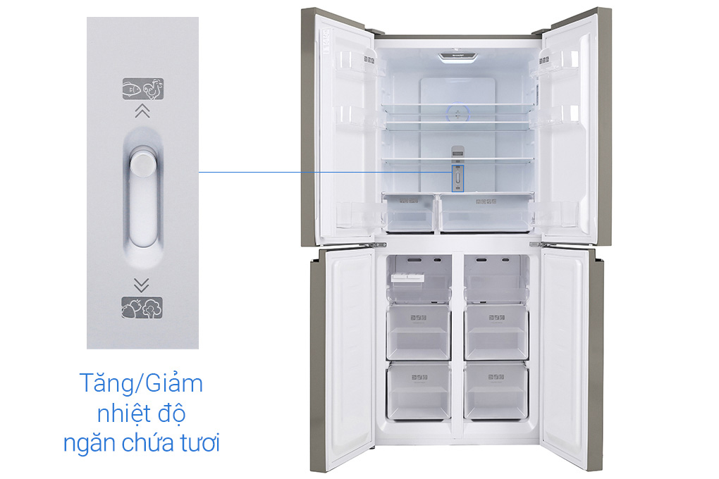 Tủ lạnh Sharp Inverter 401 lít Multi Door SJ-FXP480VG-CH Màu Vàng